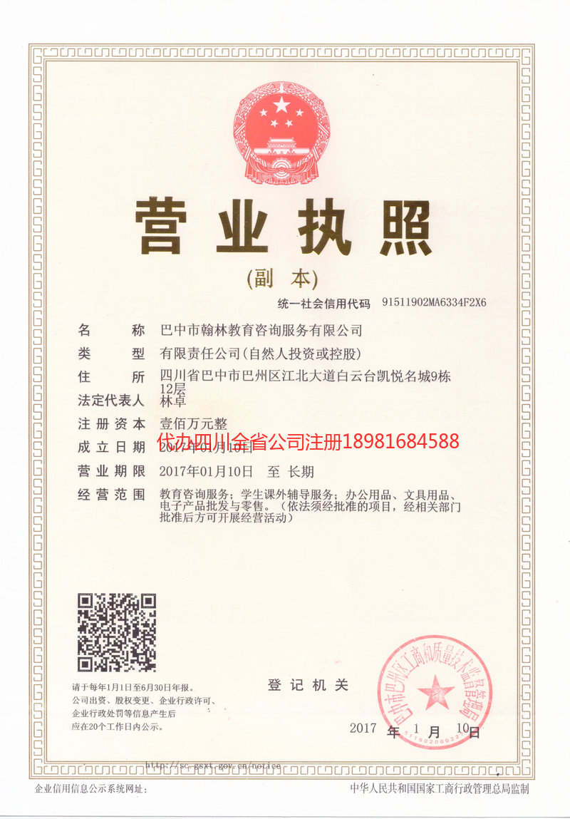 安岳安岳翰林教育咨询服务有限公司