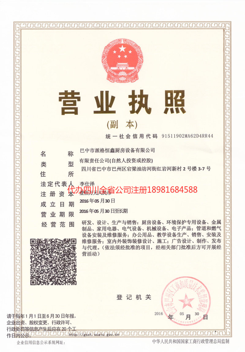 安岳安岳派格恒鑫厨房设备有限公司